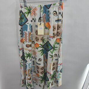 Terzo Millennio Made In Italy Coastal Beach Linen Cotton Maxi Skirt Size Small